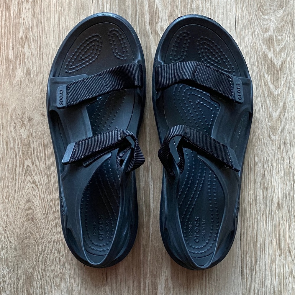 CROCS Black Sporty Adjustable-Strap Sandals